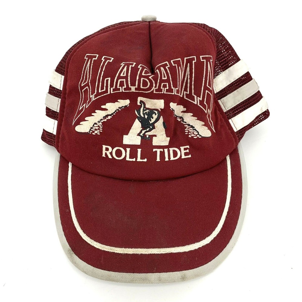 Vintage Alabama‎ University Roll Tide Mesh Trucker Snapback 3 Stripe Puffy